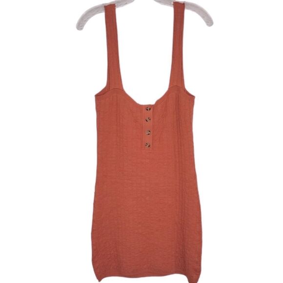 NWT Free People Beach Short N Sweet Knit Mini Dress in Ambered Coral L - Picture 8 of 10